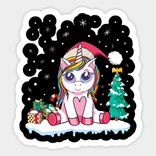 Cute Unicorn Christmas Shirt Girls Kids Women Xmas Toddler Tee Sticker